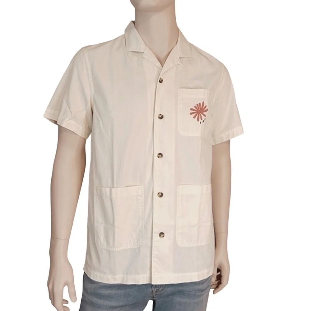Frank and Oak Over Shirt Organic Cotton Overshirt Graphic Button Up Short Sleeve - Picture 4 of 16